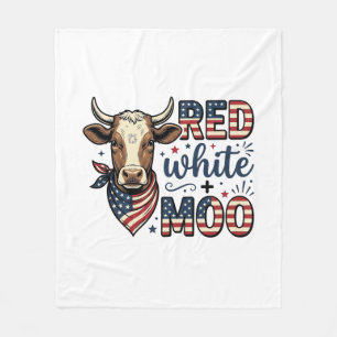 Patriottische Koe Rood Wit Moo 4 juli T-shirt Desi Fleece Deken
