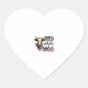 Patriottische Koe Rood Wit Moo 4 juli T-shirt Desi Hart Sticker