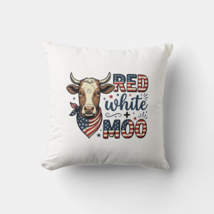 Patriottische Koe Rood Wit Moo 4 juli T-shirt Desi Kussen