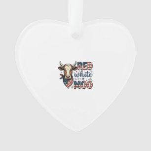 Patriottische Koe Rood Wit Moo 4 juli T-shirt Desi Ornament