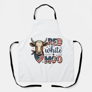 Patriottische Koe Rood Wit Moo 4 juli T-shirt Desi Schort