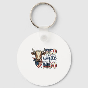 Patriottische Koe Rood Wit Moo 4 juli T-shirt Desi Sleutelhanger