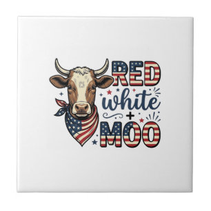 Patriottische Koe Rood Wit Moo 4 juli T-shirt Desi Tegeltje