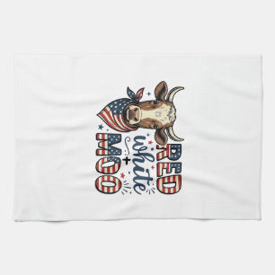 Patriottische Koe Rood Wit Moo 4 juli T-shirt Desi Theedoek