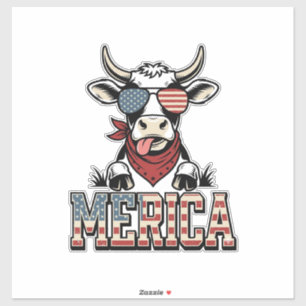 Patriottische koe vintage gravure grafiek_1 sticker