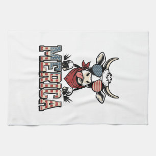 Patriottische koe vintage gravure grafiek_1 theedoek