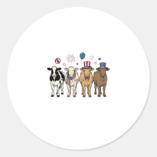 Patriottische Koeien Line-up Vintage Vector T-shir Ronde Sticker
