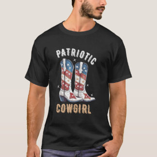 Patriottische Koeienlaarzen Amerikaanse Vlag 4 Jul T-shirt