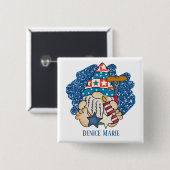 Patriottische koekjeskoepelkoepel Juli Vierde toev Vierkante Button 5,1 Cm (Voorkant /achterkant)