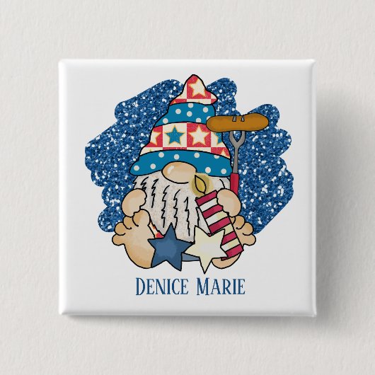 Patriottische koekjeskoepelkoepel Juli Vierde toev Vierkante Button 5,1 Cm (Voorkant)