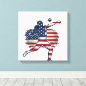 Patriottische Kogelstoter Vintage Gravure Ontwerp Canvas Afdruk (Insitu (Houten vloer))