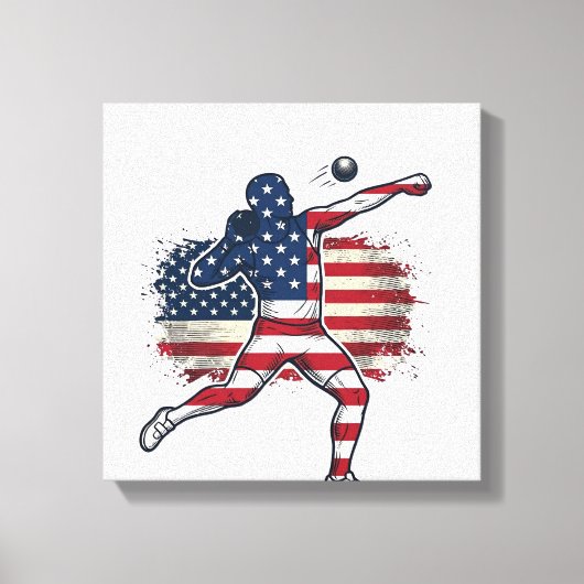 Patriottische Kogelstoter Vintage Gravure Ontwerp Canvas Afdruk (Voorkant)