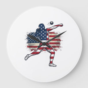 Patriottische Kogelstoter Vintage Gravure Ontwerp Grote Klok