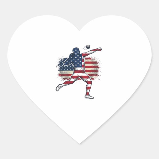 Patriottische Kogelstoter Vintage Gravure Ontwerp Hart Sticker (Voorkant)