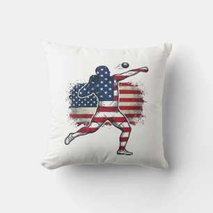 Patriottische Kogelstoter Vintage Gravure Ontwerp Kussen