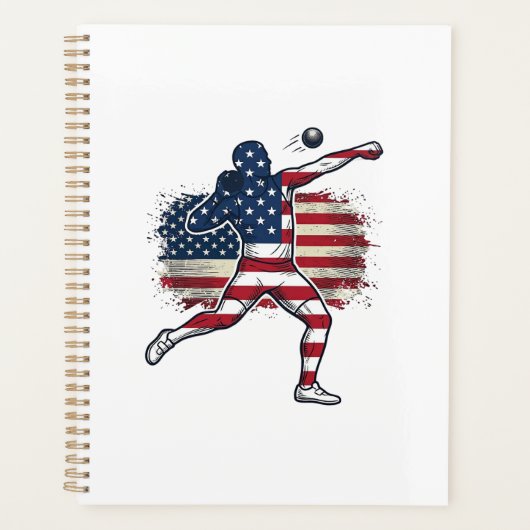 Patriottische Kogelstoter Vintage Gravure Ontwerp Planner (Voorkant)