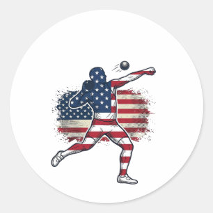 Patriottische Kogelstoter Vintage Gravure Ontwerp Ronde Sticker