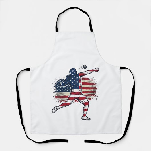 Patriottische Kogelstoter Vintage Gravure Ontwerp Schort (Voorkant)
