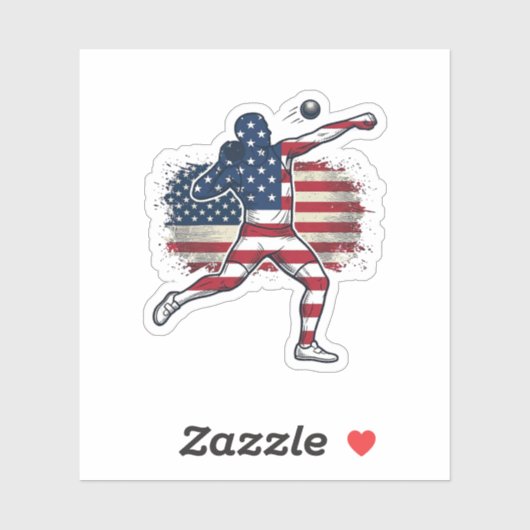 Patriottische Kogelstoter Vintage Gravure Ontwerp Sticker (Vel)