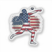 Patriottische Kogelstoter Vintage Gravure Ontwerp Sticker (Voorkant)