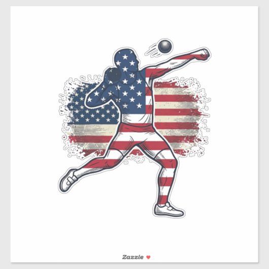 Patriottische Kogelstoter Vintage Gravure Ontwerp Sticker (Vel)