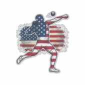 Patriottische Kogelstoter Vintage Gravure Ontwerp Sticker (Voorkant)