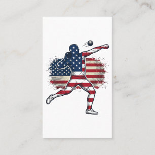 Patriottische Kogelstoter Vintage Gravure Ontwerp Visitekaartje