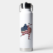 Patriottische Kogelstoter Vintage Gravure Ontwerp Waterfles (Voorkant)