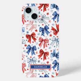Patriottische Kokette Strikken met Monogram iPhone 15 Mini Hoesje