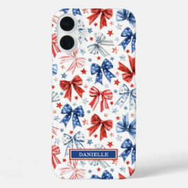 Patriottische Kokette Strikken met Monogram iPhone 16 Plus Hoesje