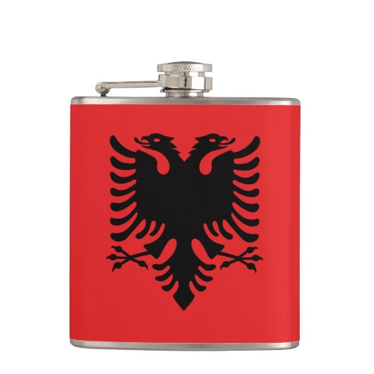 Patriottische kolf met vlag van Albanië Heupfles (Voorkant)