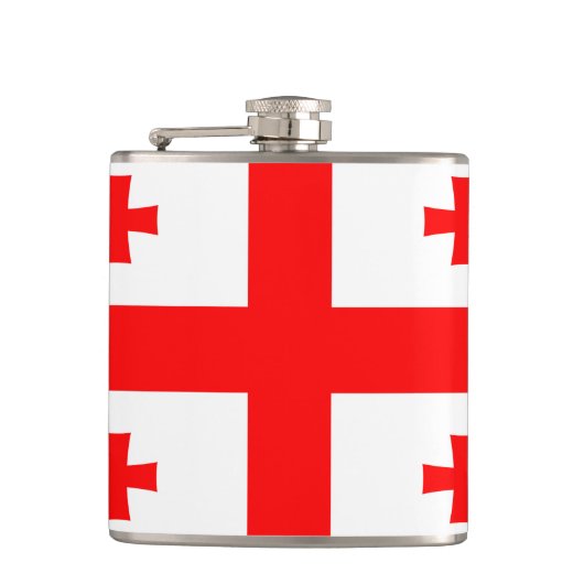 Patriottische kolf met vlag van Georgië Heupfles (Voorkant)