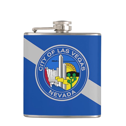 Patriottische kolf met vlag van Las Vegas City Heupfles (Voorkant)