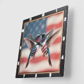 Patriottische kolibries Amerikaanse vlag Vierkante Klok (Hoek)