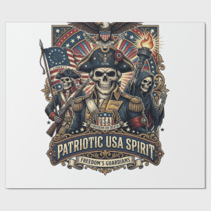 Patriottische Koloniale Schedel Commandant Donkere Cadeaupapier