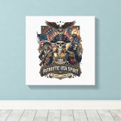 Patriottische Koloniale Schedel Commandant Donkere Canvas Afdruk (Insitu (Houten vloer))