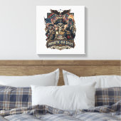 Patriottische Koloniale Schedel Commandant Donkere Canvas Afdruk (Insitu (Slaapkamer))