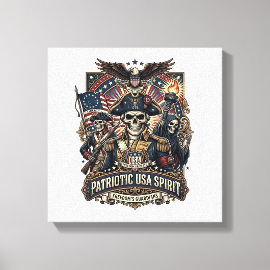 Patriottische Koloniale Schedel Commandant Donkere Canvas Afdruk (Voorkant)
