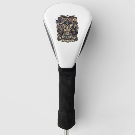 Patriottische Koloniale Schedel Commandant Donkere Golfheadcover (Voorkant)