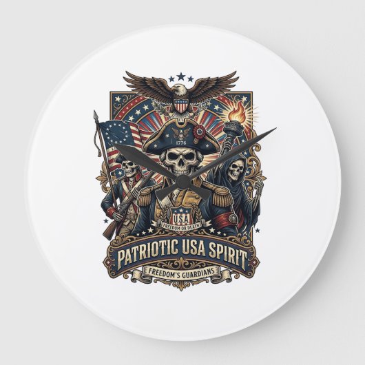 Patriottische Koloniale Schedel Commandant Donkere Grote Klok (Voorkant)