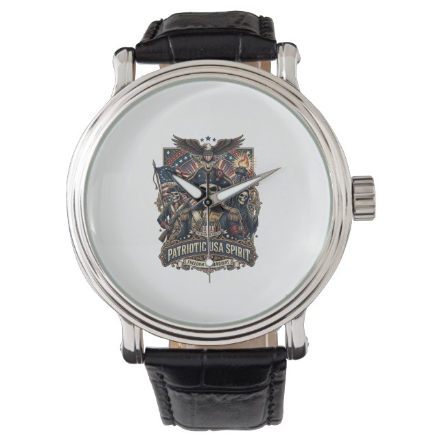 Patriottische Koloniale Schedel Commandant Donkere Horloge (Voorkant)