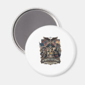 Patriottische Koloniale Schedel Commandant Donkere Magneet (Voorkant / Achterkant)
