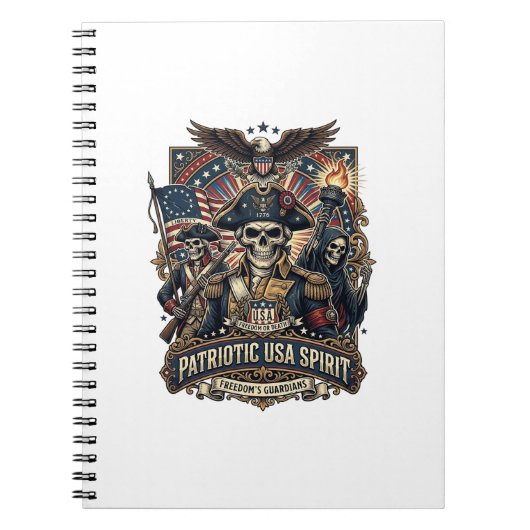 Patriottische Koloniale Schedel Commandant Donkere Notitieboek (Voorkant)