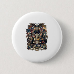 Patriottische Koloniale Schedel Commandant Donkere Ronde Button 5,7 Cm