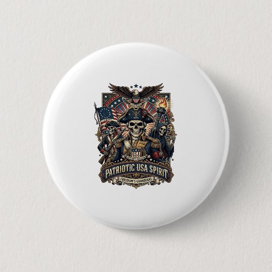 Patriottische Koloniale Schedel Commandant Donkere Ronde Button 5,7 Cm (Voorkant)