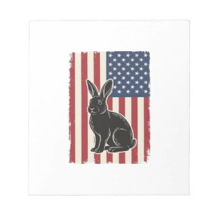 Patriottische Konijn Amerikaanse Vlag Vintage Grav Notitieblok