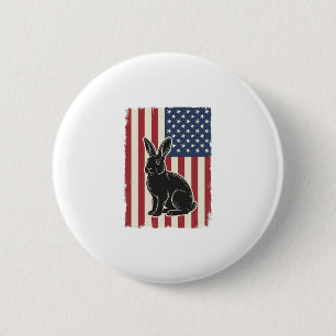Patriottische Konijn Amerikaanse Vlag Vintage Grav Ronde Button 5,7 Cm