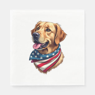 Patriottische kop van Golden Retriever vintage shi Servet