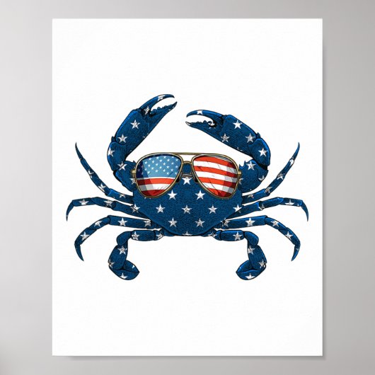Patriottische Krab - 4 juli Amerikaanse schaaldier Poster (Voorkant)