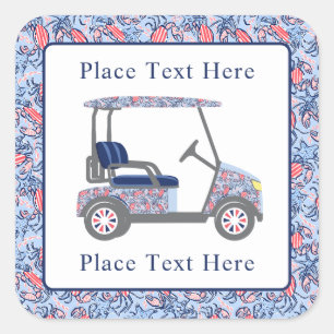 Patriottische Krabben Golfkar Preppy Vierkante Sticker